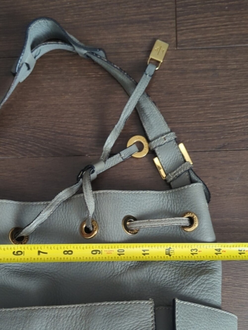 Loro Piana Gray Leather Drawstring Bucket Bag - Picture 15 of 15
